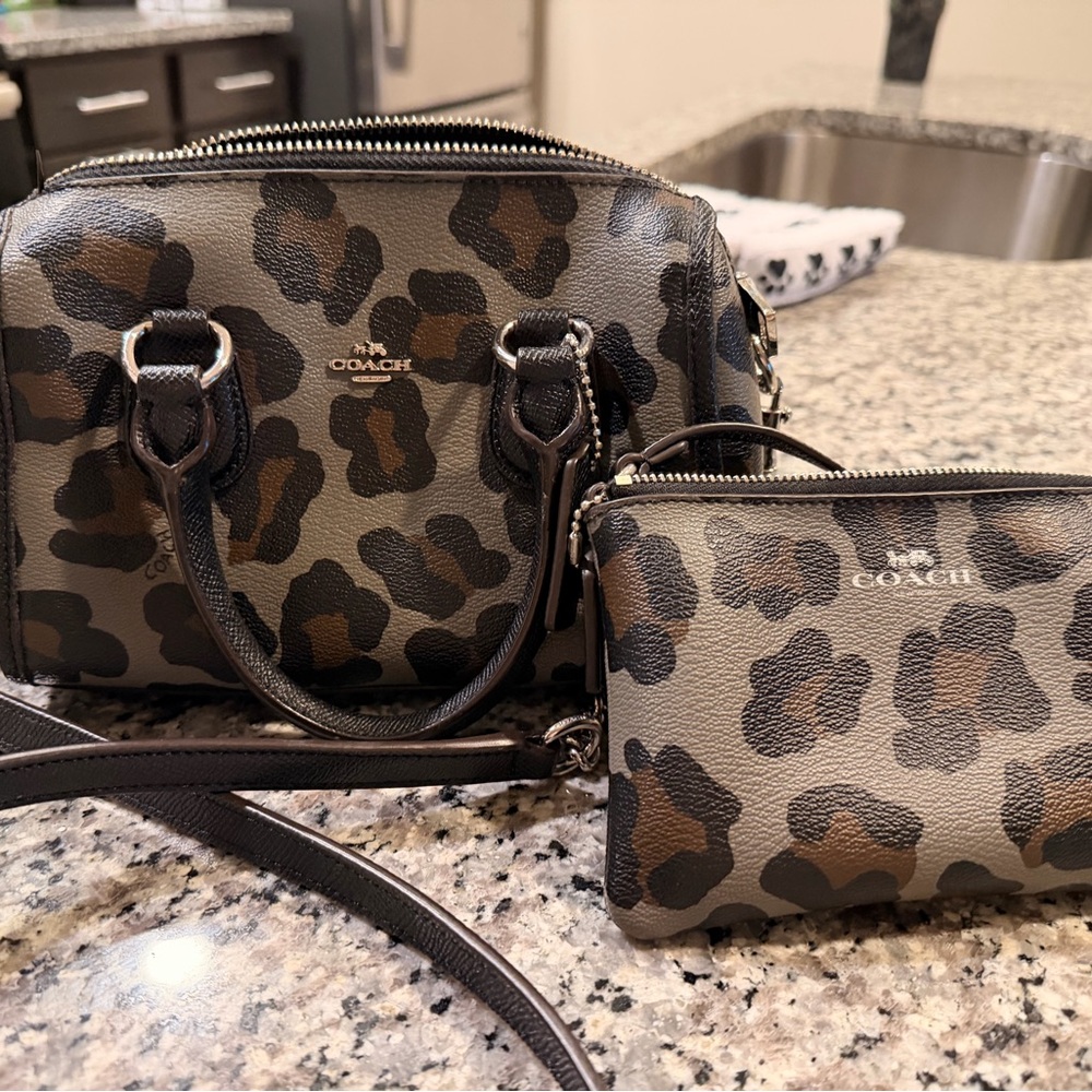 Coach Camo Print Satchel and Pouch - Black and Brown
